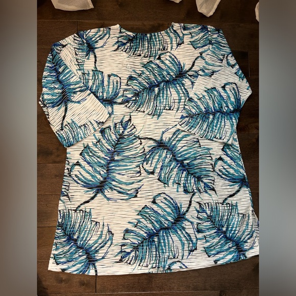 2 for $10 ⭐️NWOT Swim Coverup. Bathing suit cover top xxl white blueoversized - Picture 9 of 9